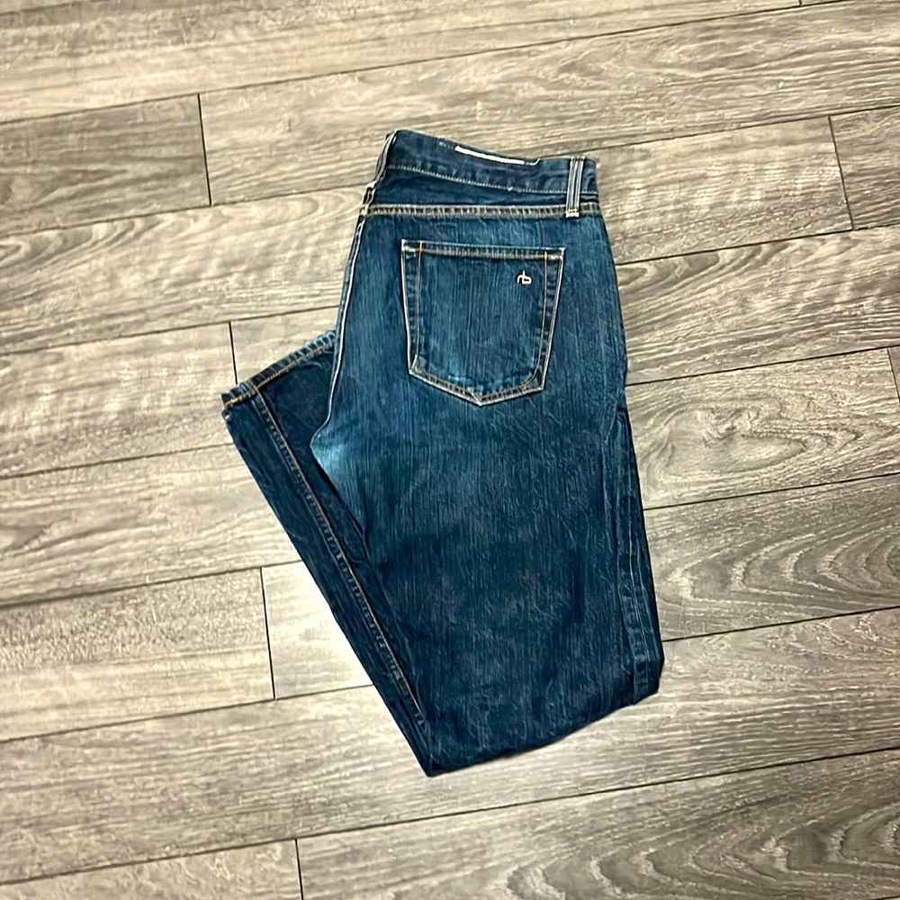 R&B dark rinsed jean. Size 33 x 30